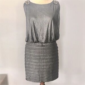 Xscape Metallic Silver Mini Dress